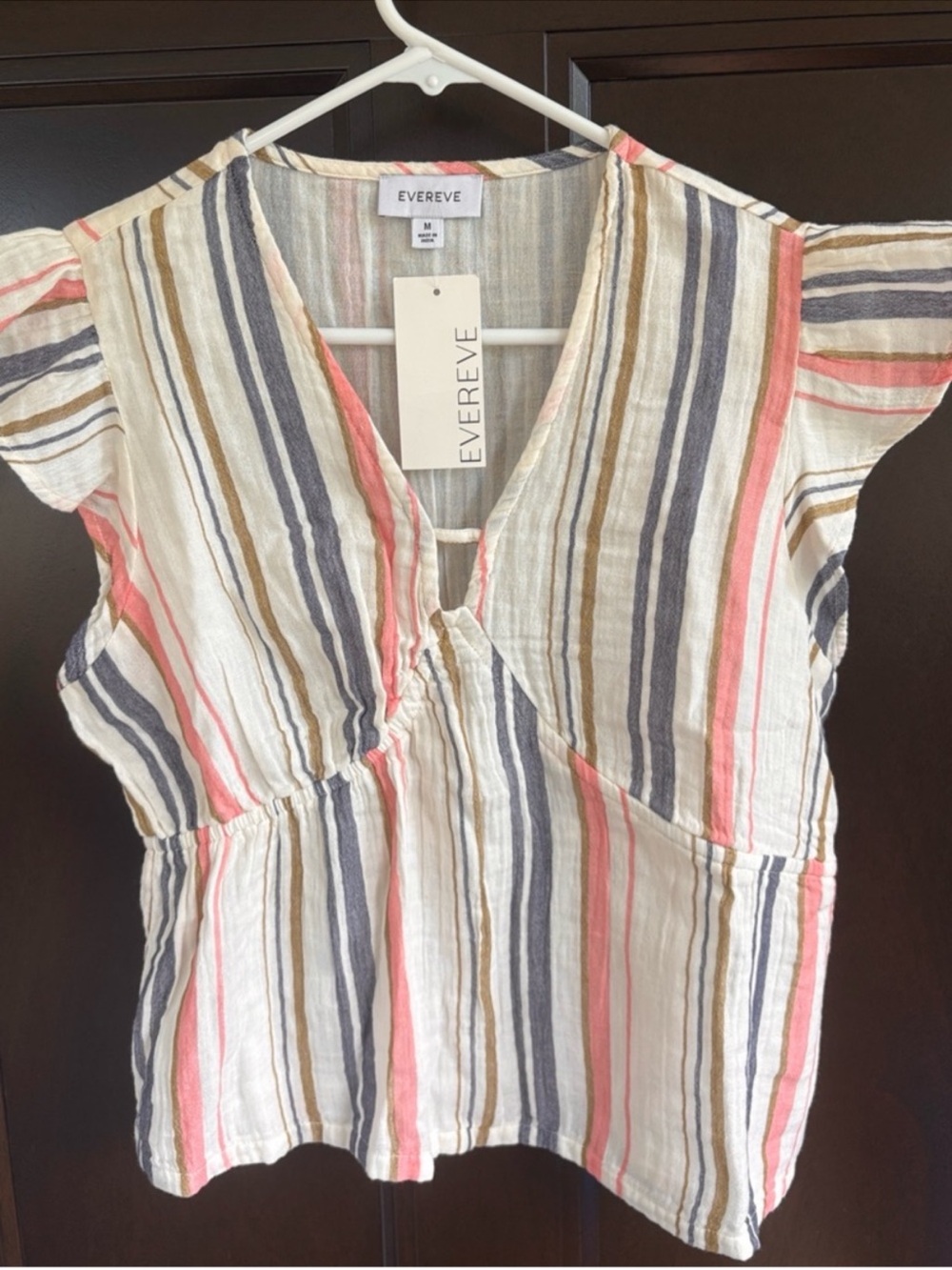 NWT EVEREVE Calla Gauze Flutter Sleeve Top Size XL